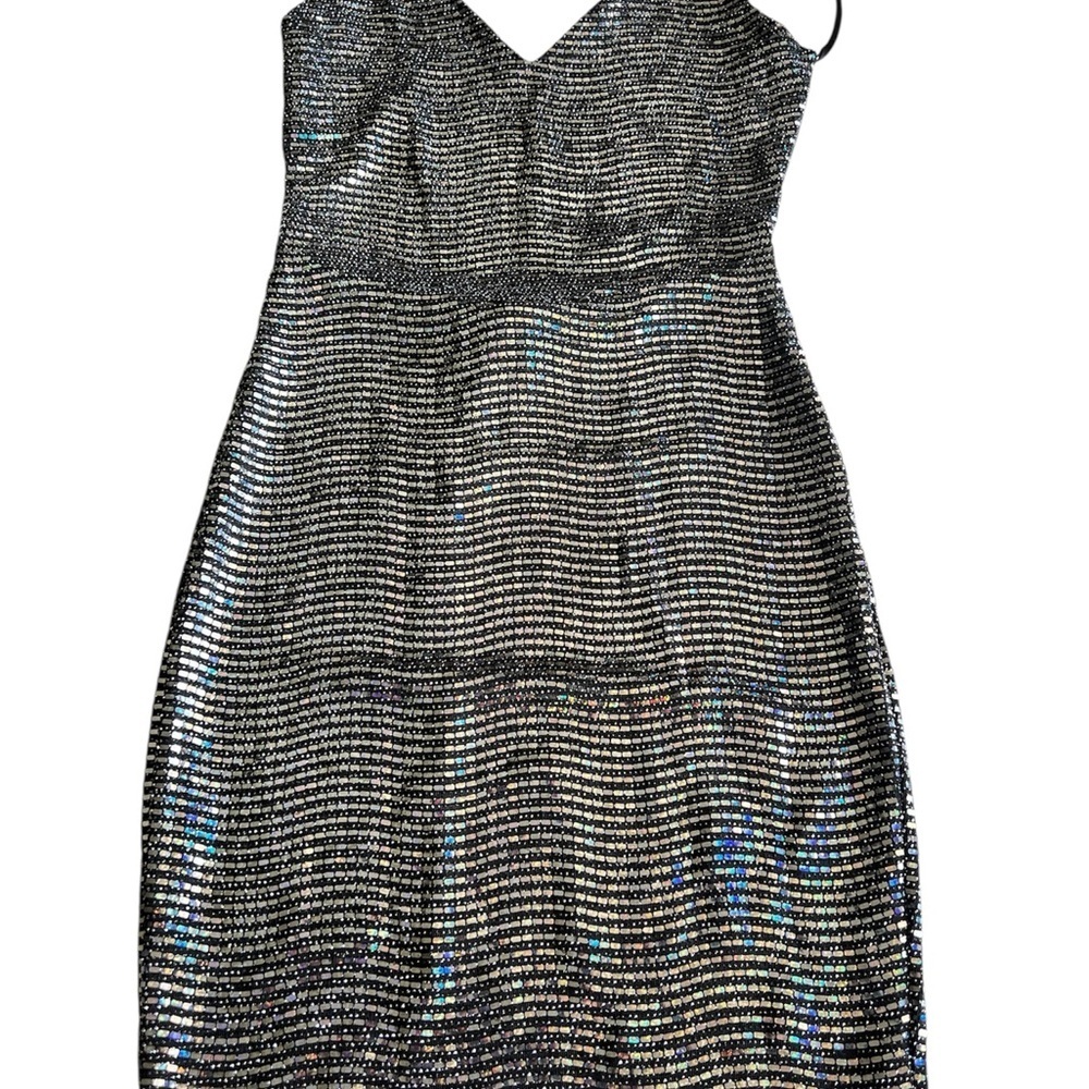 Sparkling Black Sequin V-Neck Women’s Dress size S
